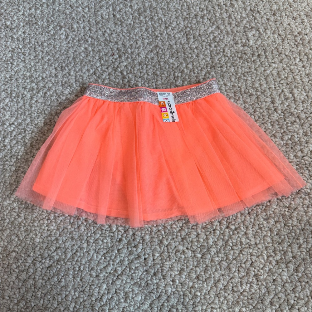Garanimals Baby Girls Neon Coral Tulle Tutu Skirt Size 18 Months